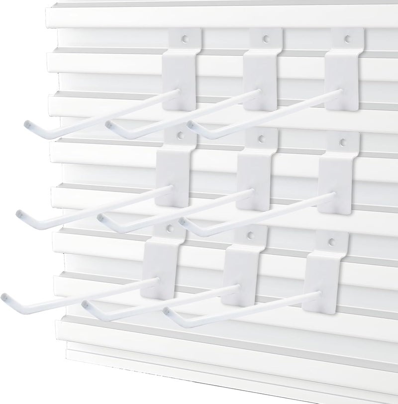 Jersvimc 40Pcs White Slatwall Hooks 4 Inch Panel Hooks, Metal Display Hooks Wall Hanging Hook Heavy Duty Slatwall Accessories Hanger for Retail Garage - Image 2